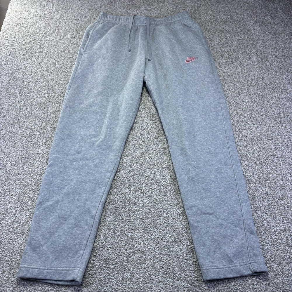 Nike Sweatpants Mens Medium Gray Fleece Elastic Waist Pockets Casual Lounge